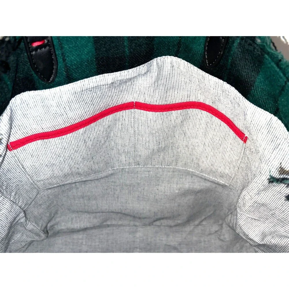 Tartan Green Embellished Tote Smile ED w/ Rabbit Embellishment Shoulder‎ Bag